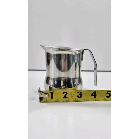 Vintage 60s 3x4" 8oz Weighted Diner Creamer Stainless Steel No Lid Frother Cup - Picture 3 of 6